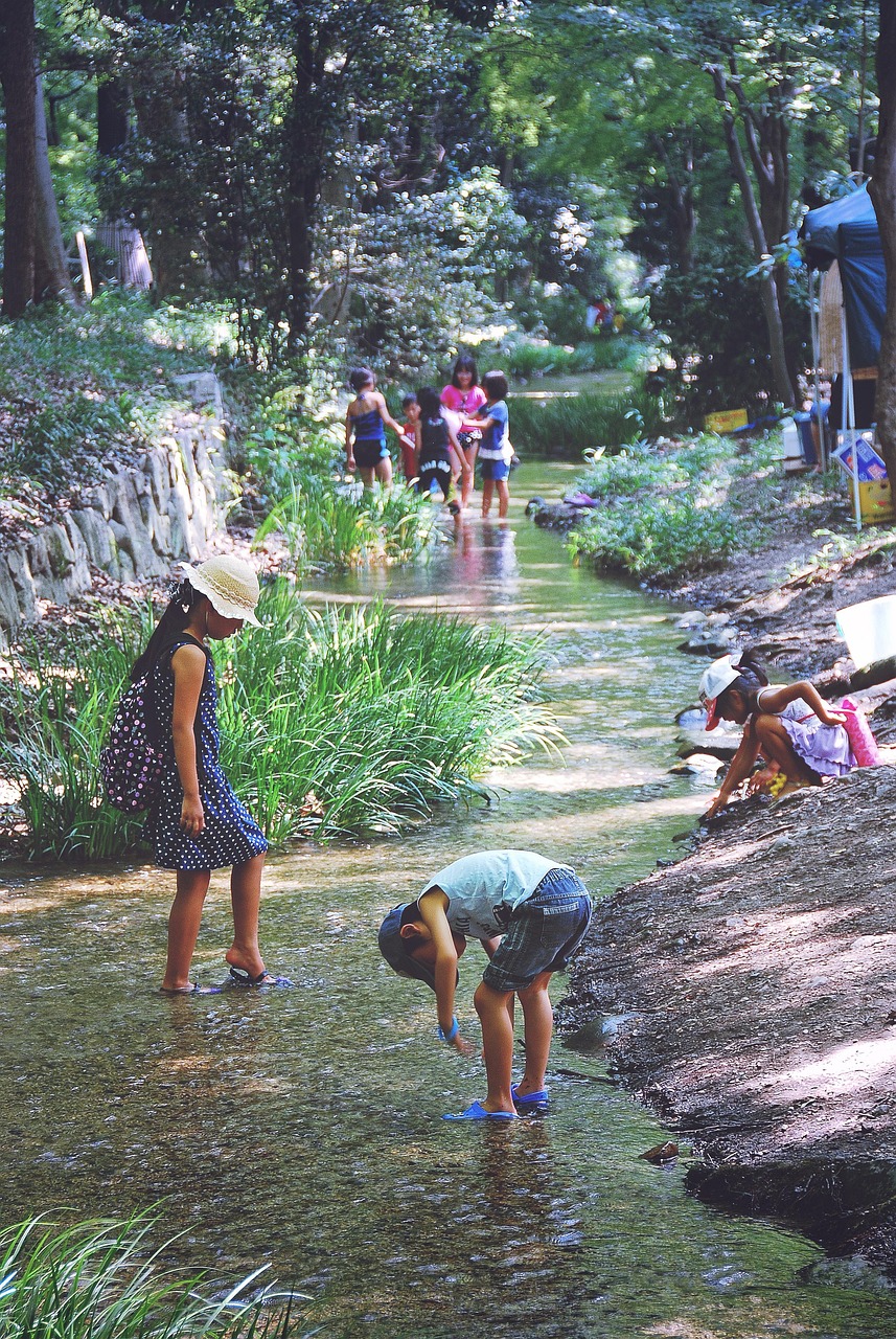 kids, nature, play, summer, water, children